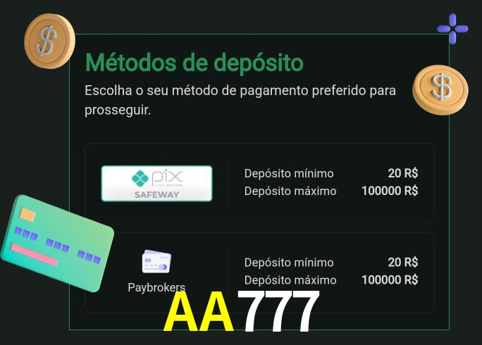 O cassino AA777 oferece uma grande variedade de métodos de pagamento